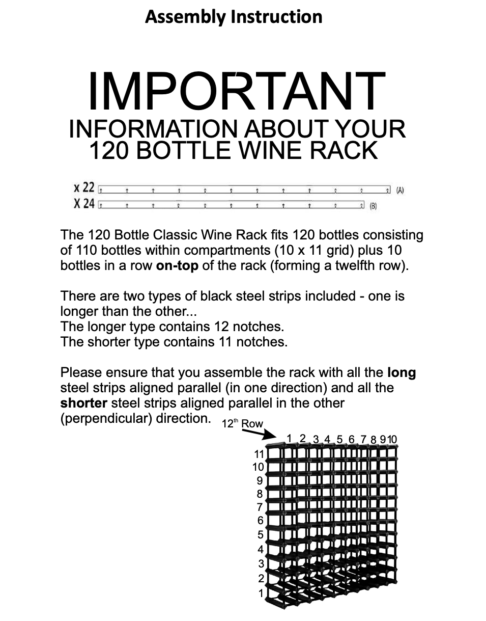 120 Classic Wine Rack | Assembly Instruction