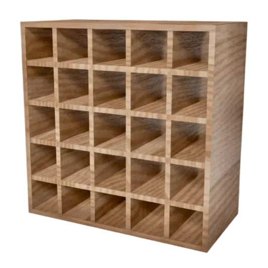 Solid Oak 25 Bottles Cube Wine Rack - Wine Rack Store