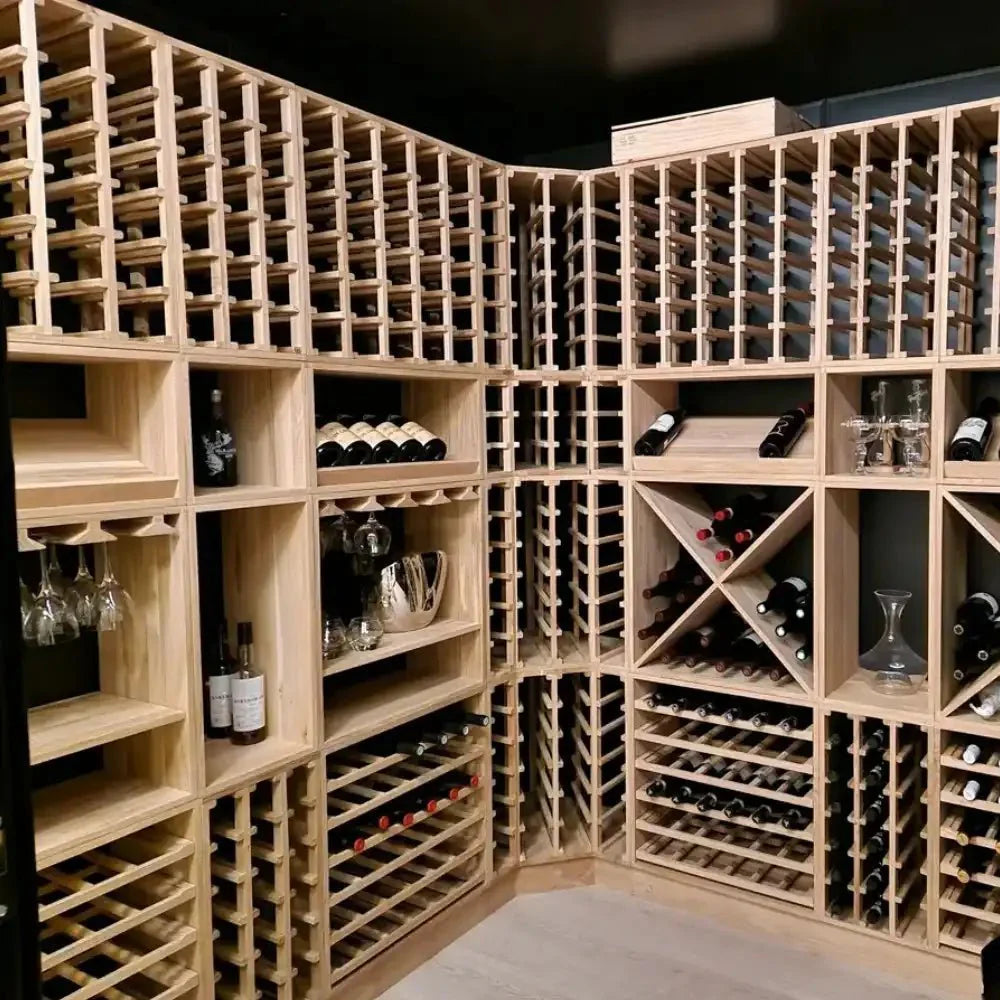 12 bottle Oak Corner Wine Rack - Wine Rack Store
