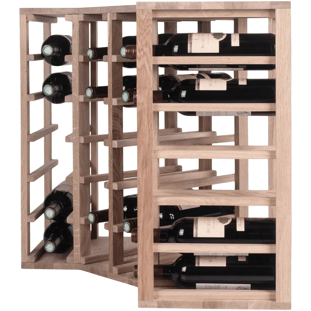 24 bottle Solid Oak Corner Wine Rack - Wine Rack Store
