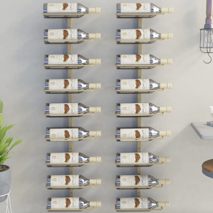 9 Bottles Wall Mounted Wine Rack | Gold | Wine Rack Store